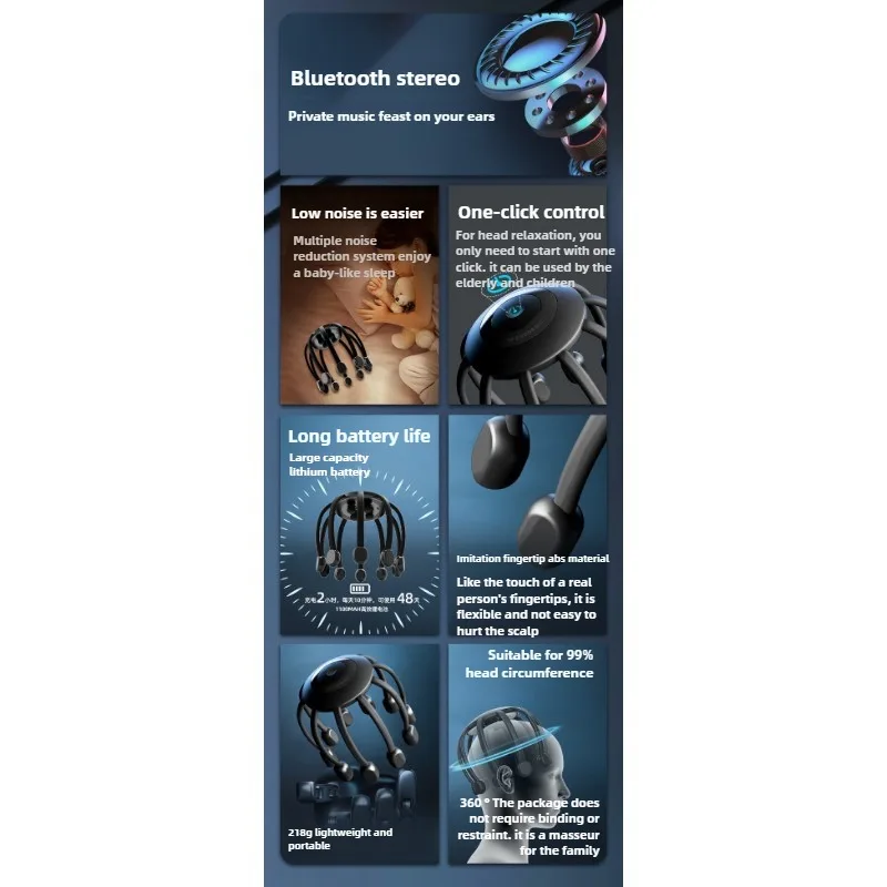 مدلك لفروة الرأس الكهربائي التلقائي بالكامل لاسلكي...