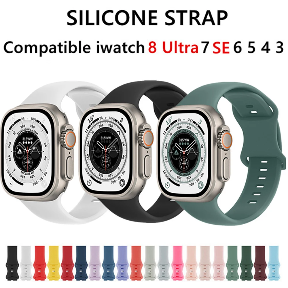 Cinturino In Silicone Per Iwatch 8 Ultra 7 Se 6 5 4 3 Series Smartwatch Impermeabile Per Cinturino Apple Watch 8 Ultra 7 40Mm 45Mm 49Mm Correa