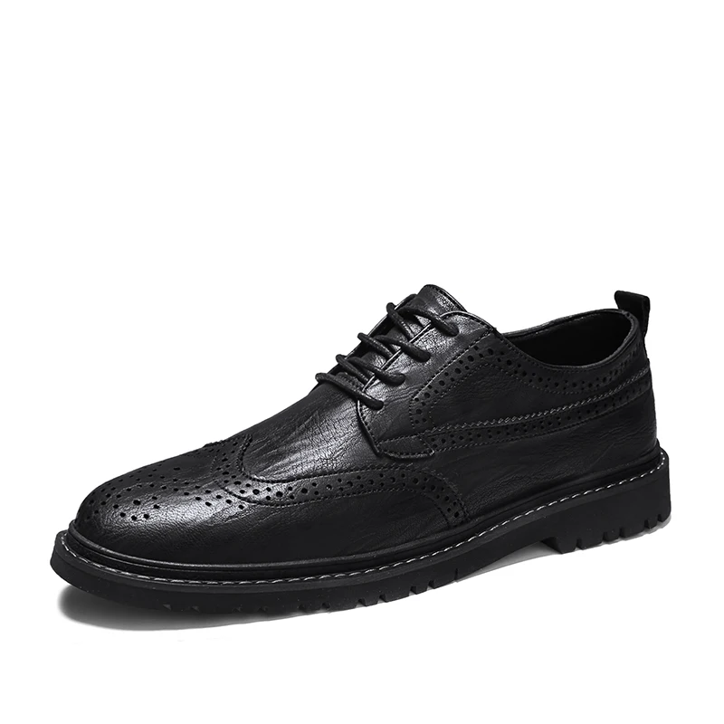 

Men Dress shoes large size man business casual leather shoes Bullock men's shoes lace-up Carved male formal shoes