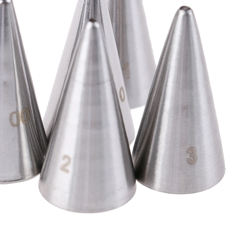 5Pcs/Set Round Fine Hole Icing Piping Nozzles Cake Decorating Nozzle Cream Tips Pastry Tools cake decorating tip set,cake icing nozzles,baking nozzle set,cake decorating nozzle set