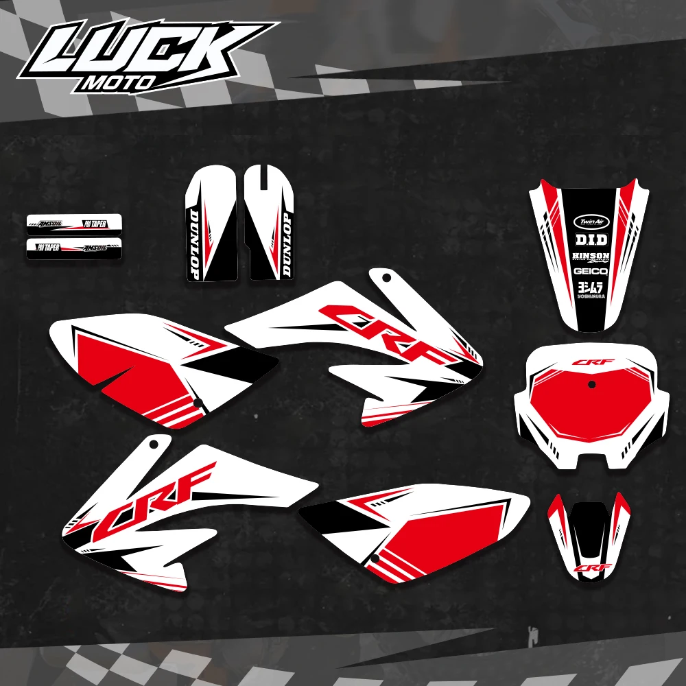 LUCKMOTO Honda CRF70 CRF 70 2004 -2007 2008 2009 2010, 전체 그래픽 배경 데칼 스티커, 오토바이 보호대 스티커