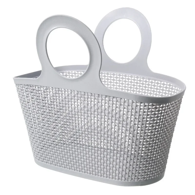 Cesta de baño portátil de plástico, productos de baño, almacenamiento de artículos diversos de champú, cesta pequeña hueca multifuncional