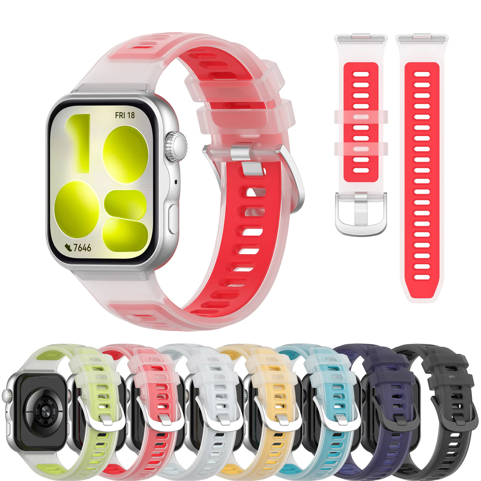 Breathable Two-Color Sport Silicone Bracelet Strap