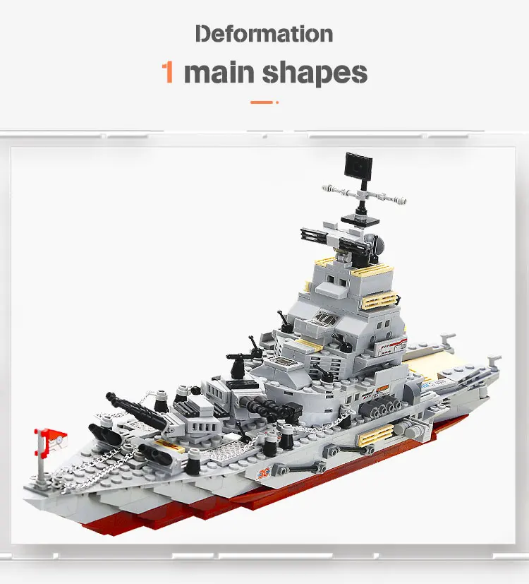 1068 PCS Military 8 IN 1 Army Ocean Cruiser Warship Building Blocks Aircraft Wea
