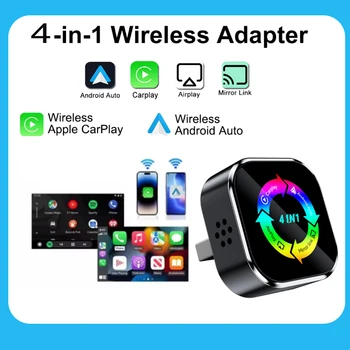 2026 Nuovo 4-in-1 Wireless Carplay per auto Airplay Mirror Link Android Auto Connect Adattatore Carplay wireless per Apple e Android