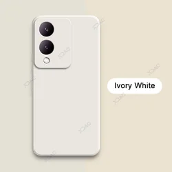 Luxury Dual Layer Cellphone Case with Full Camera Protection - Fashionable Soft Square Liquid Silicone Armor for Vivo G2 (Ivory White)