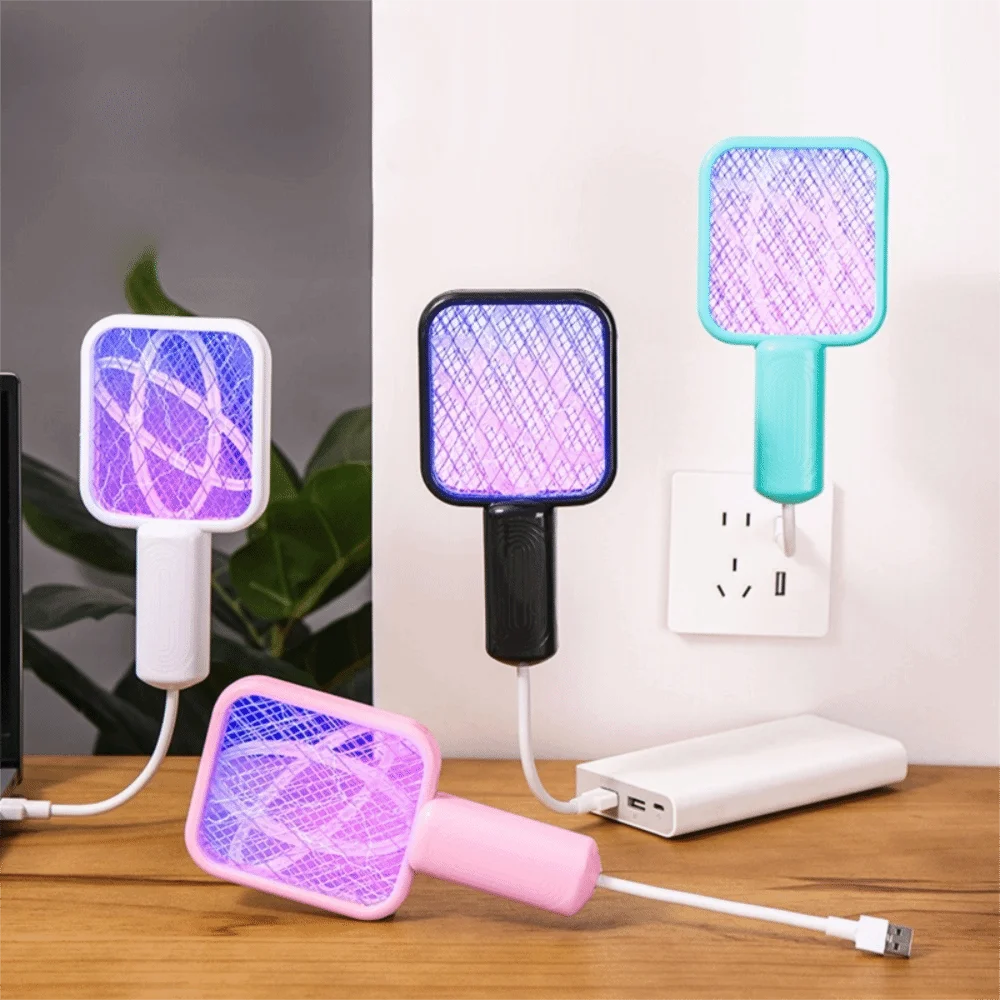 구부릴 수 있는 손잡이 USB 모기채 트랩 조절 가능한 방향 절연 보호망 미니 파리 벌레 퇴치기 공간 절약형