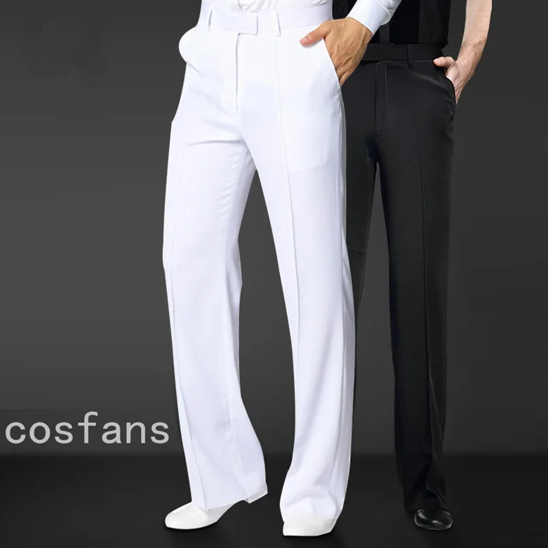 

New Dance Trousers 2019 Men National Standard Modern Ballroom Dancing Pants Costumes Adult Latin Training Clothing Black White