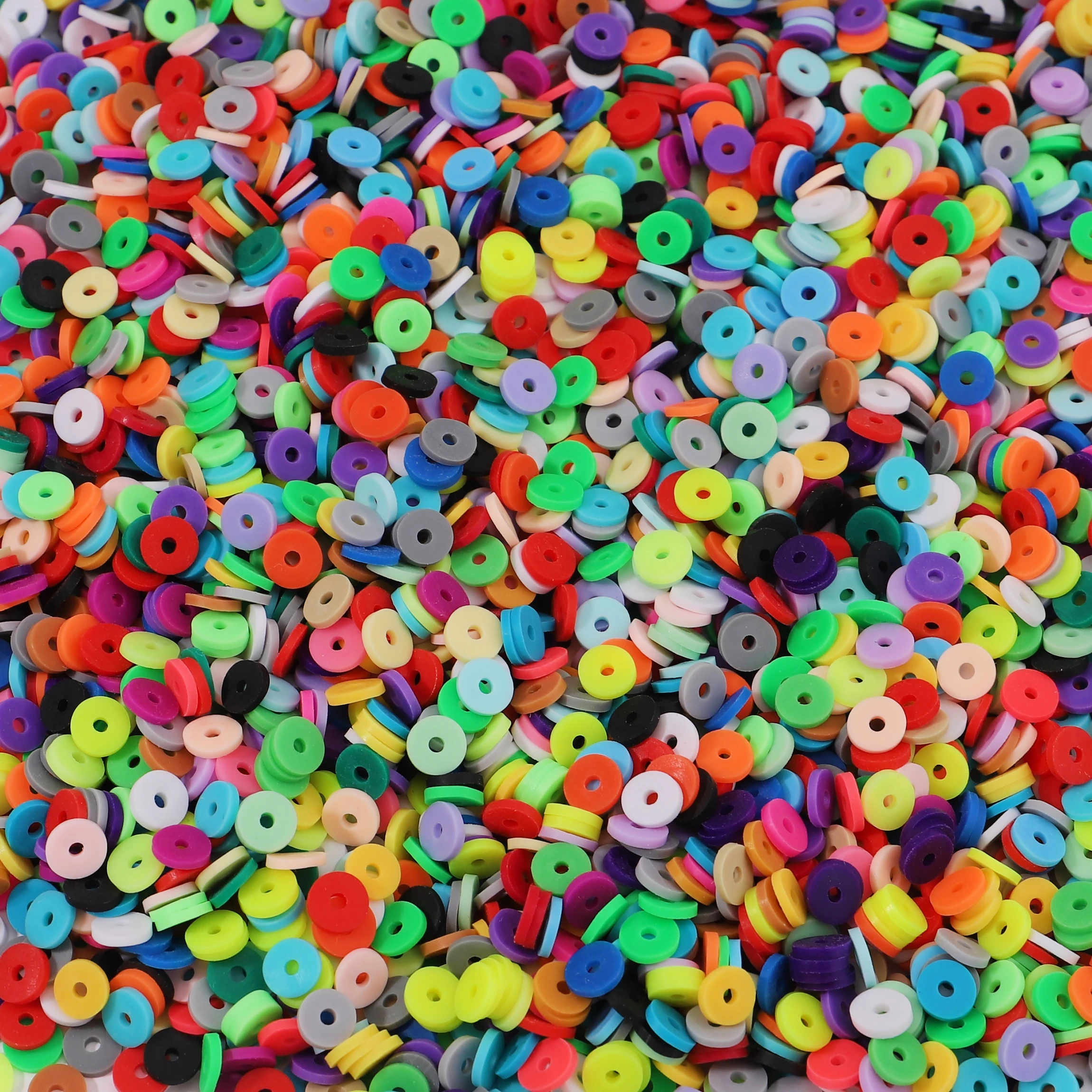 300pcs 6mm Flat Round Clay Beads Bulk, Loose Spacer Beads for