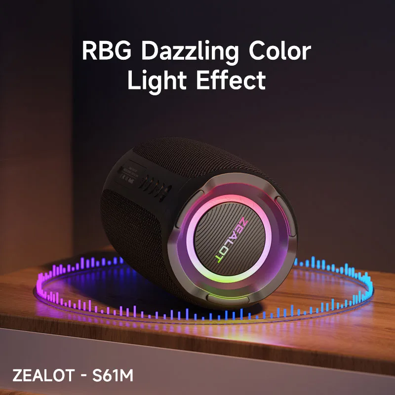 ZEALOT S61M 무선 블루투스 스피커 카라오케 하이파이 베이스 스테레오 마이크로 SD 카드 AUX USB 플래시 디스크 마이크 지원