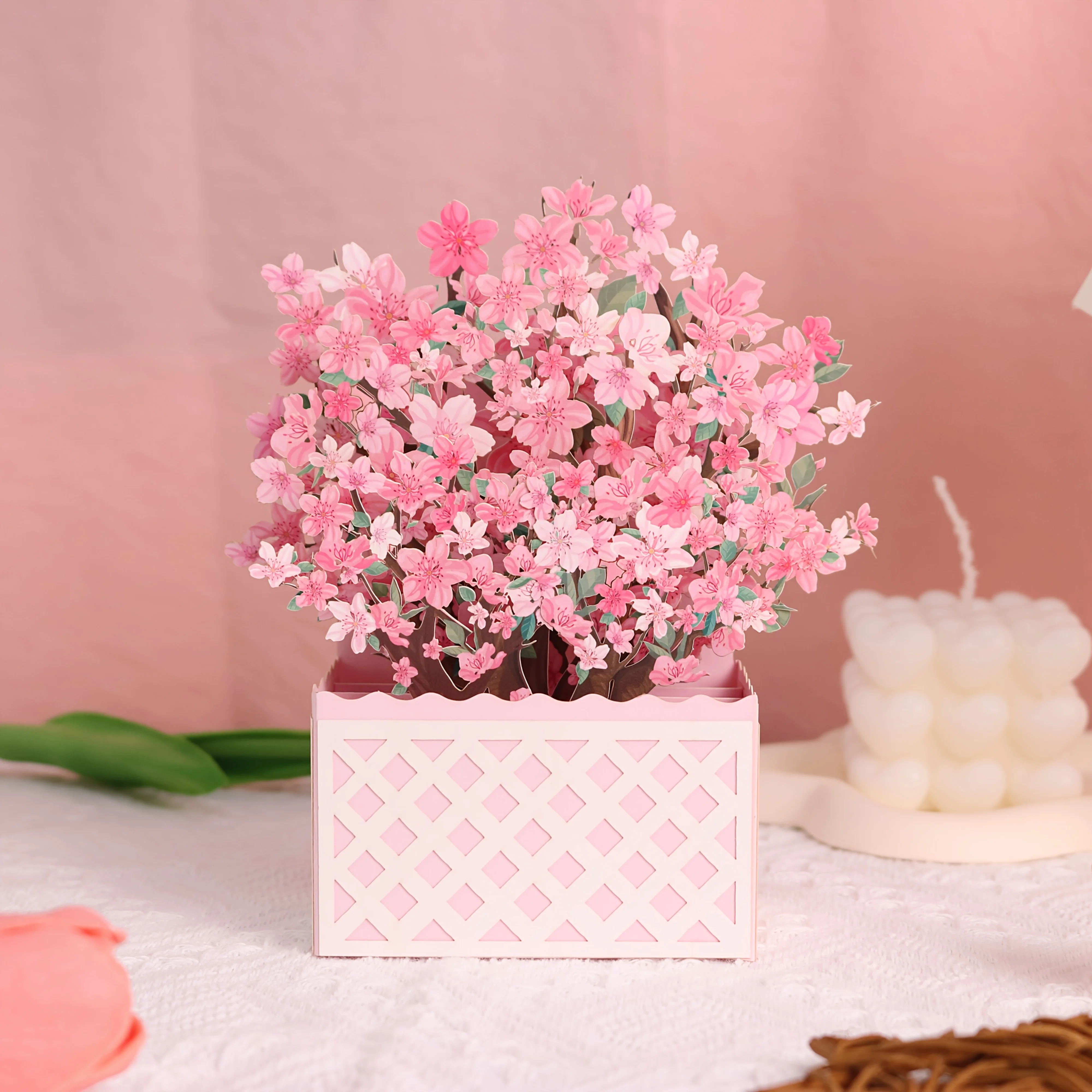 1pc 3D Sakura Flower Box, Sakura Greeting Card, Birthday Flower Box with Envelope, Birthday Gift for Friends