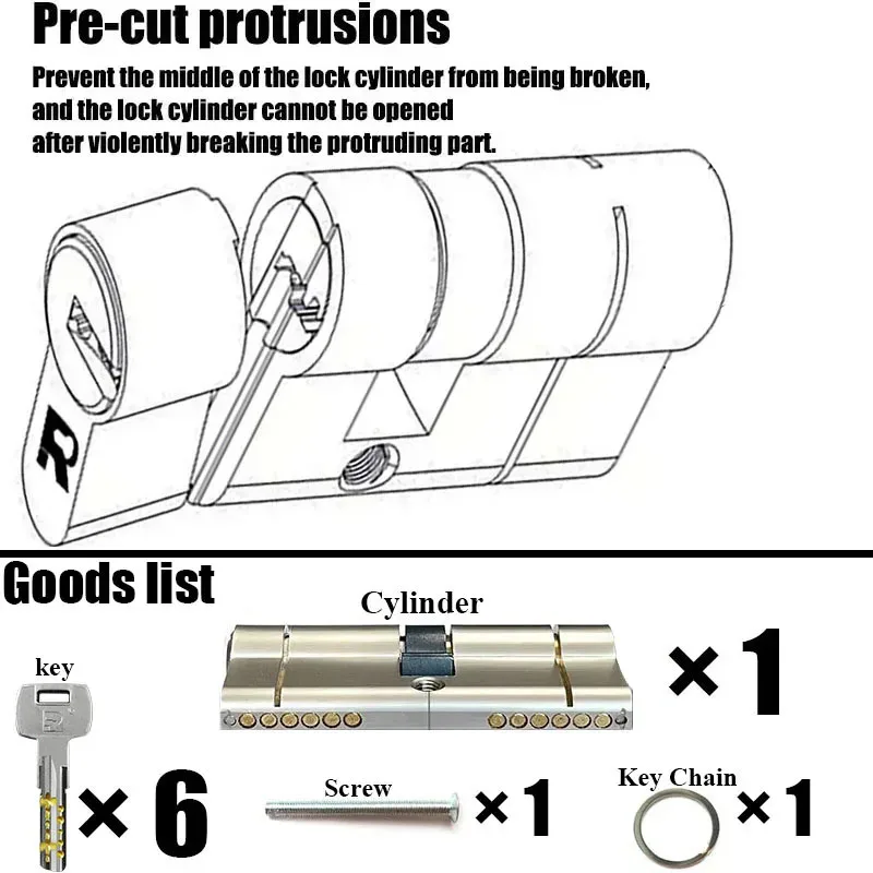 Door lock cylinder customize same key open all cylinder doors European standard 11-pin anti-theft