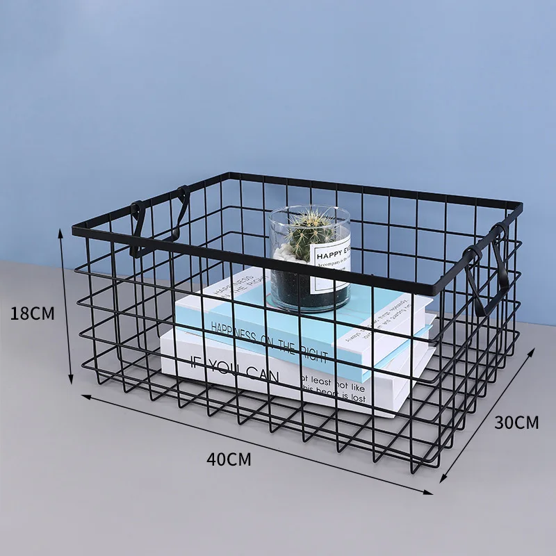 1 PC Black Iron Storage Basket Storage Basket Multifunctional Wire Mesh Desktop Storage Organizer for Home Wicker Supplies 5