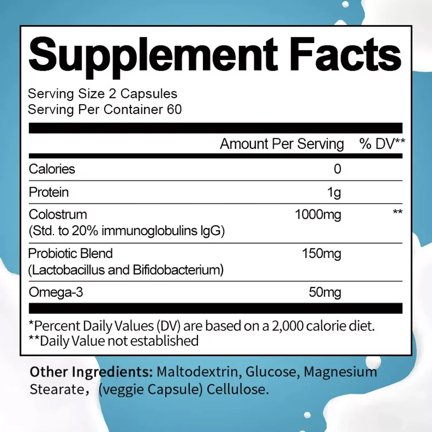 Bovine Colostrum Supplement Digestive Support Promotes Alopecia Growth Skin and Nail Health