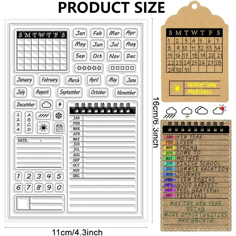 Universal Calendar Clear Stamps Transparent Silicone Stamps for Crafting Card Album Decoration Embossed Paper Crafts clear stamps clear rubber stamps 1pc