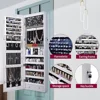 LED Lighted Wall-Mounted Jewelry Armoire Cabinet Organizer with Full-Length Mirror White Wood Storage Solution 3