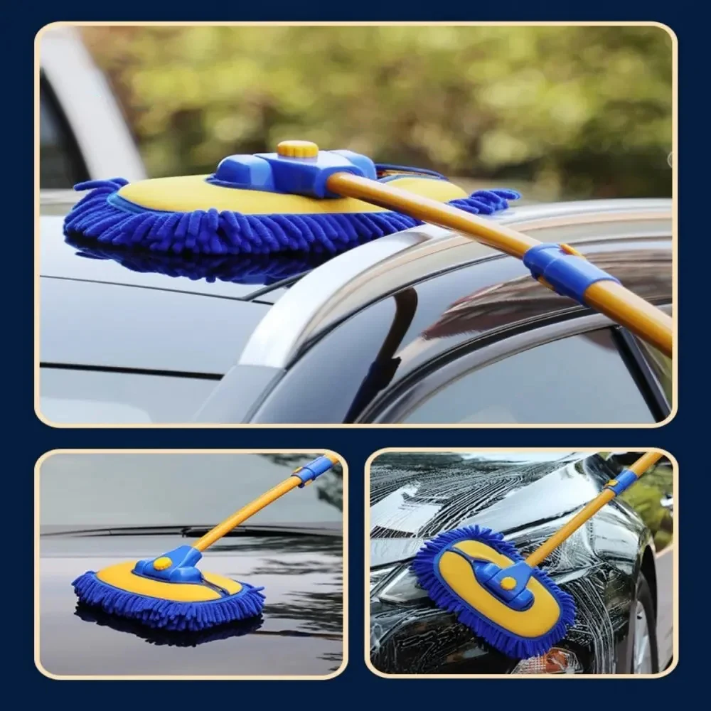 

Car Cleaning Tool Mop Wash Brush Telescopic Long Handle Chenille Broom Soft Bristled Adjustable Super Absorbent Auto Accessory