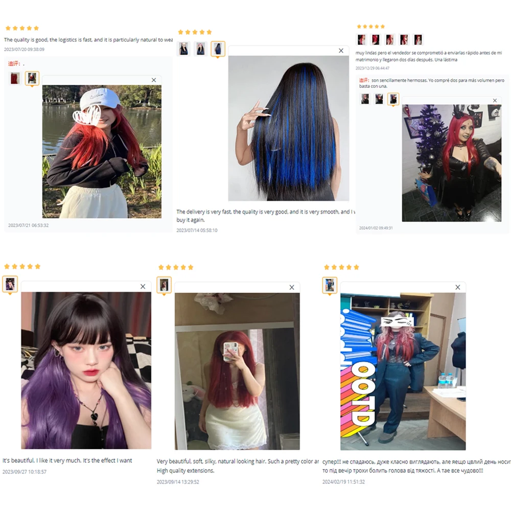 Extensions de cheveux longs, raides et bouclés, 5 clips, 22 pouces, résistantes à la chaleur, mélange de couleurs, blond, pour femmes_voghion.com