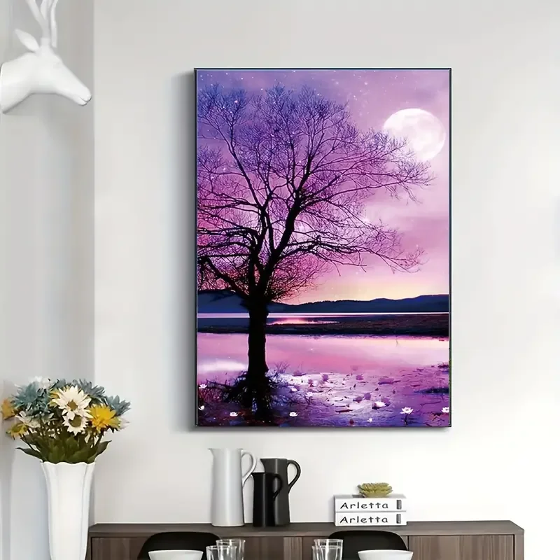 DIY Large Diamond Painting, Cross Stitch, Garden Tree Flowers Wall Art,  Full Round Drill, Embroidery for Home Decor, 5D - AliExpress