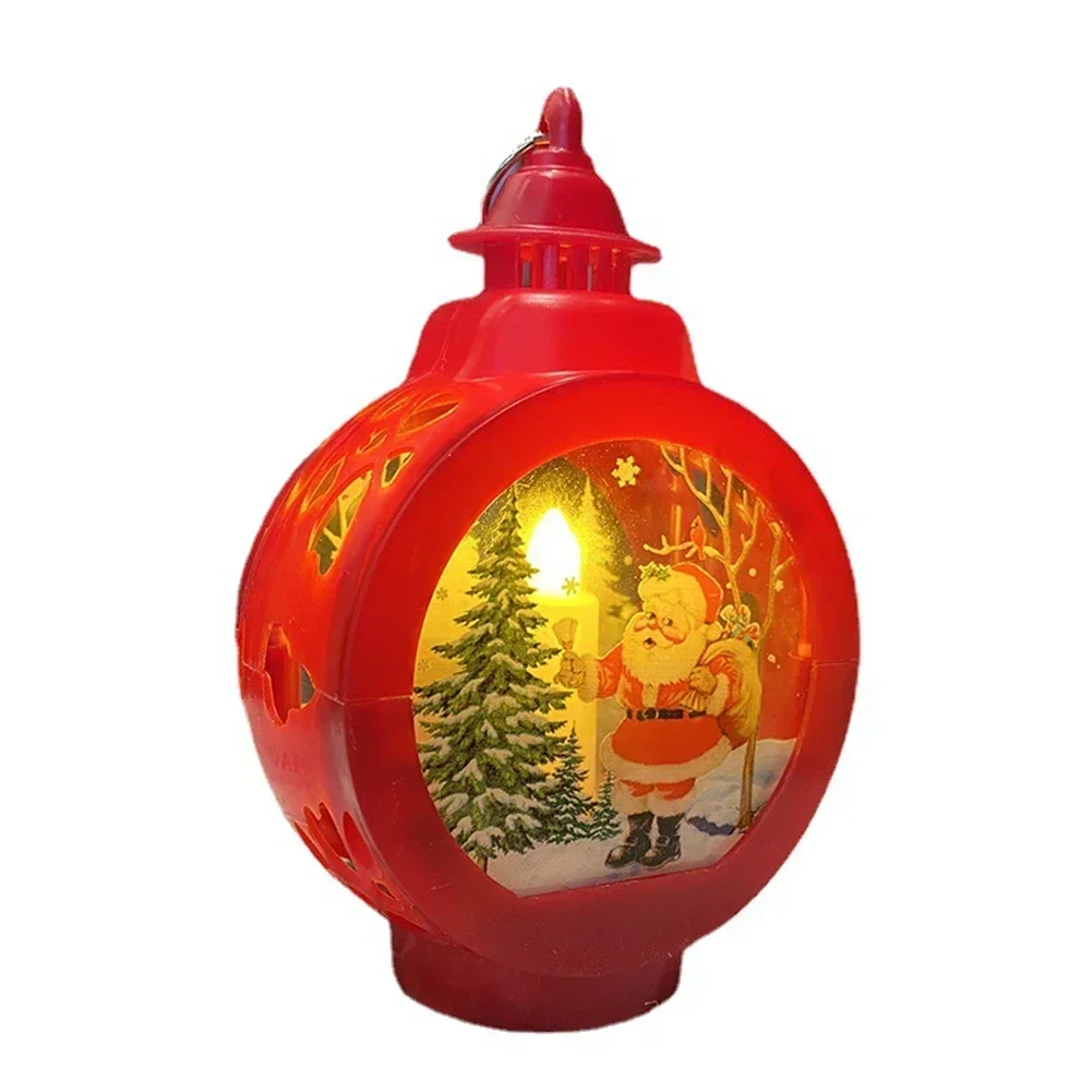 1pc Christmas Night Light Xmas Plastic Portable Lamp Santa Claus Snowman Wind Lantern Ornament Decorations Home Pendants