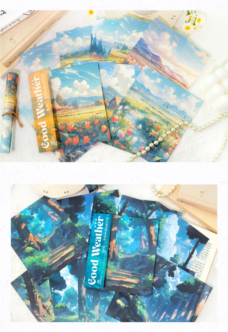 30 teile/paket Ästhetische Blumen Landschaft Materialien Papier DIY Scrapbooking Junk Journal Collage Fotoalbum Retro Hintergrund Papier – Detail 7