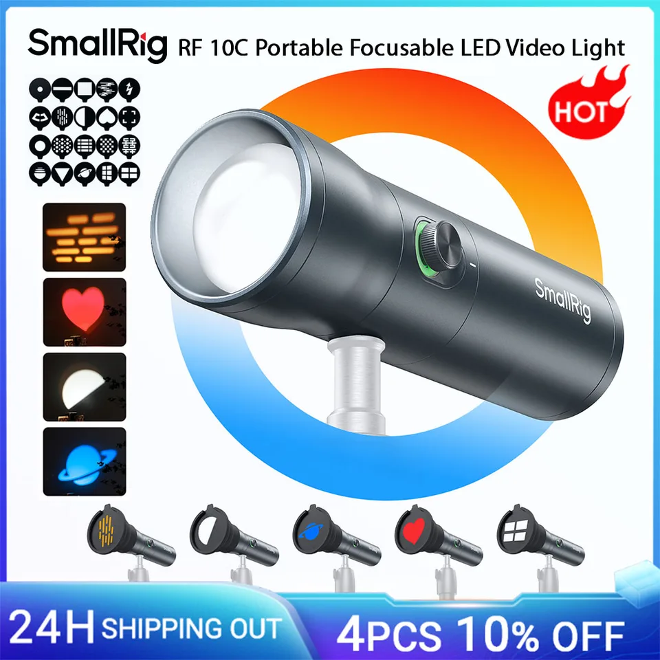 Smallrig rf 10c rgb led lanterna de fotografia 7500mah 4 cores