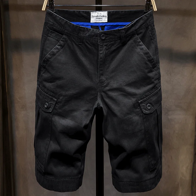 Cotton Cargo Shorts Men 2023 Summer Army Military Tactical Homme  Casual Solid Multi-Pocket Male Clothing  X102