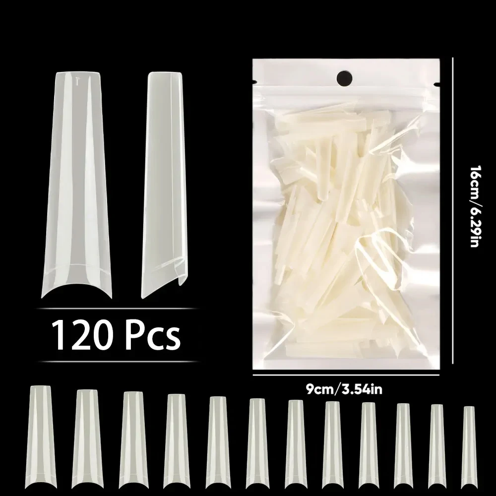 Transparent Stiletto fake nails Acrylic Ballerina Nail Tips Long Shape Half Cover Coffin Professional False Art Nails