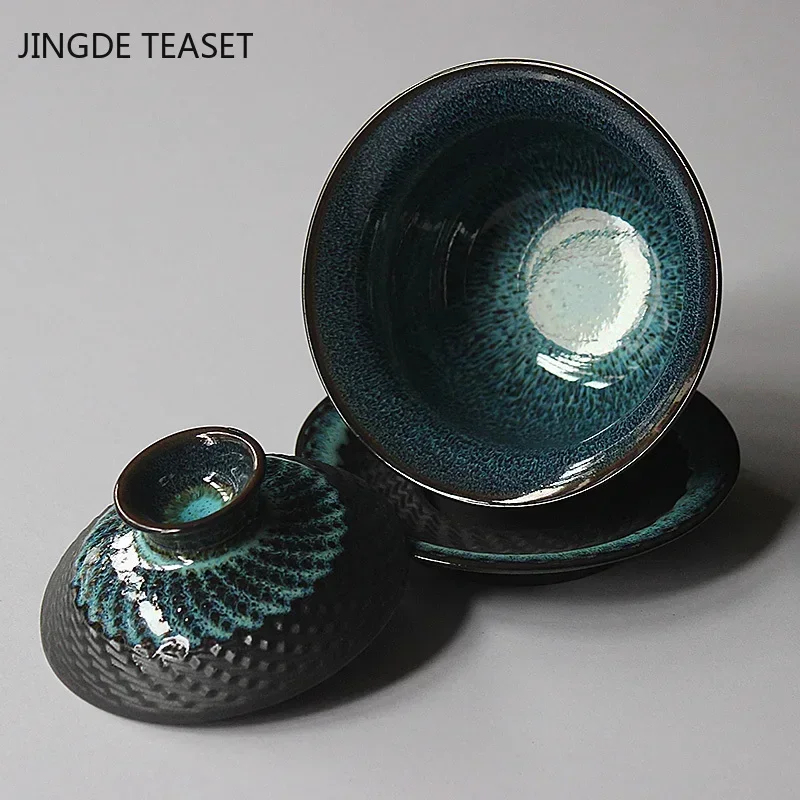 Dehua Kiln Change Ceramic Gaiwan Tea Cup Handmade Tea Tureen Chinese Retro Set Accessories Master Cup Drinkware 180ML tea set