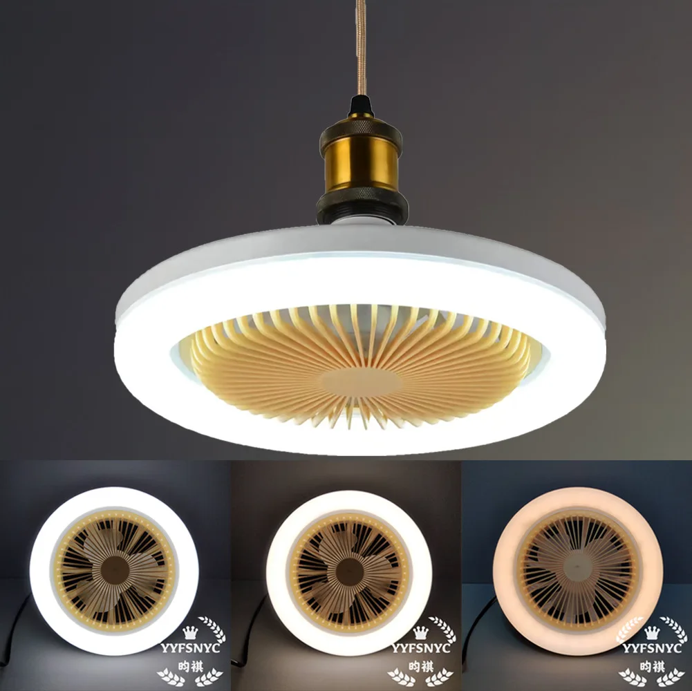 E27 LED Ceiling Fan Light 3-speed Cooling Remote Dimmable 30W Electric Ventilator