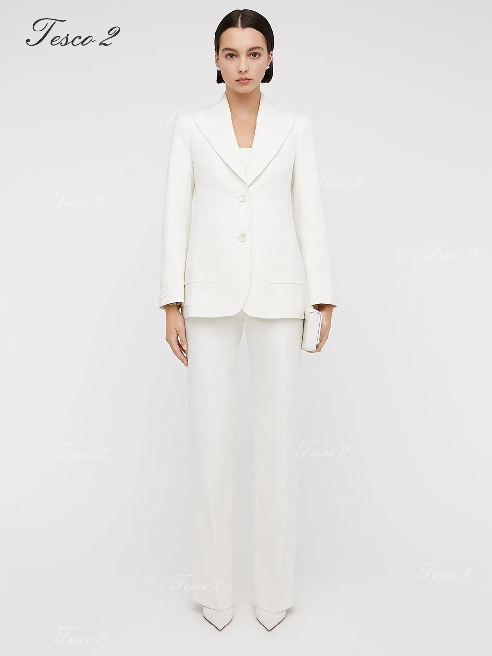 Fashion New Women Suit 2 PIeces (Jacket+Pants) Slim Fit High Waist Wide Leg Floor Dragging Pants For Office Professional Suit