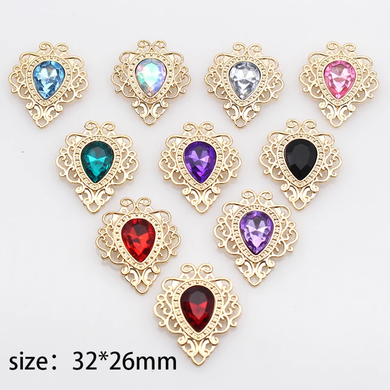 

New 10PCS33 * 26MM Alloy Pointed Bottom Patch Gemstone DIY Clothing, Hair Accessories, Luggage Decoration Accessories