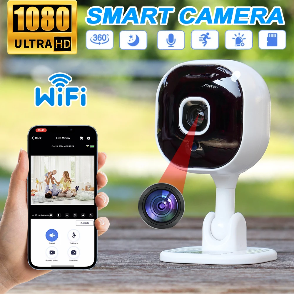 1080P Wifi Camera Surveillance Camera Mini Security Camera Home Baby Monitor Motion Detection Night Vision Two-Way Audio Camera 1