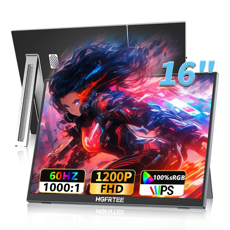 HGFRTEE 16인치 게이밍 노트북 보조 화면 디스플레이 100%sRGB 300C..