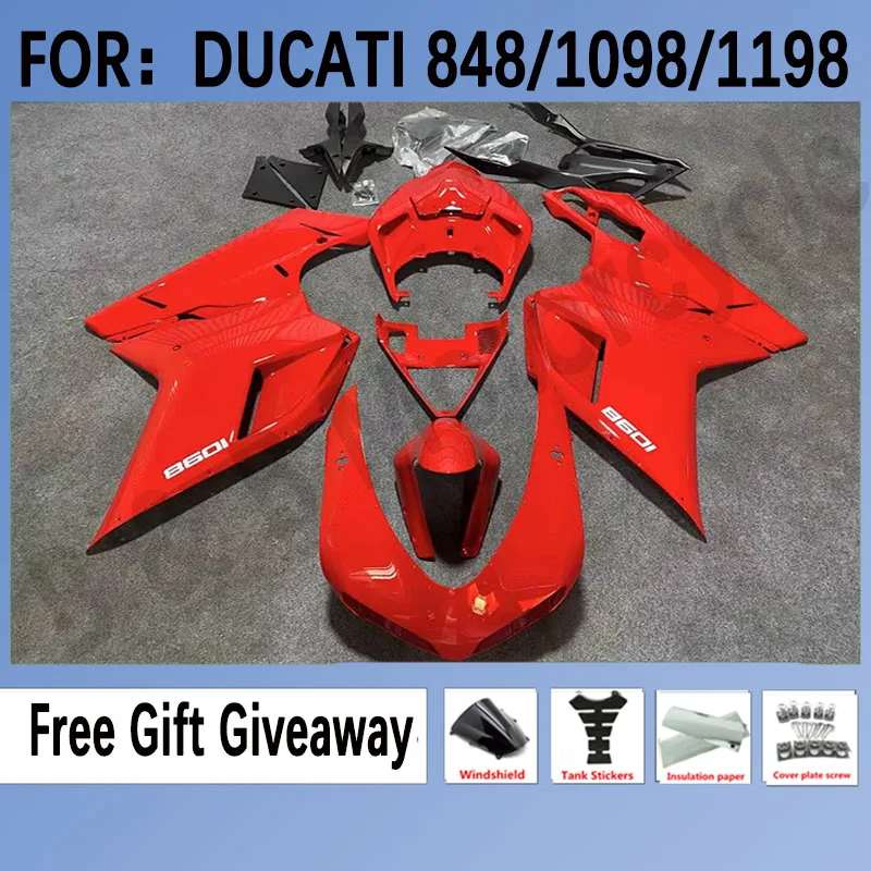 

Обтекатели для DUCATI 848 1098 1198 2007-2012, комплект обтекателей для мотоциклов Ducati 848 1098, красный обтекатель для кузова