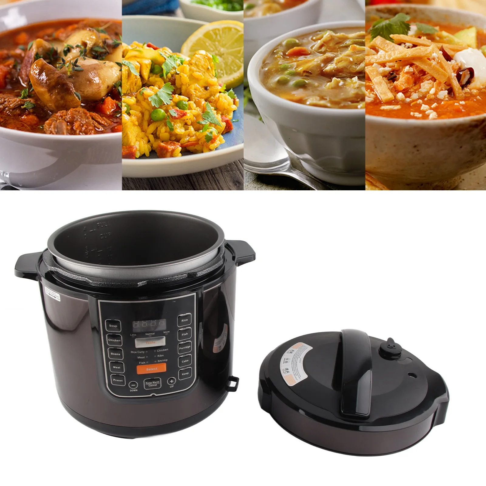 6L Electric Pressure Cooker Multifunctional Smart Slow Cooker Soup Porridge Rice Intelligent Pressure Pot 220V