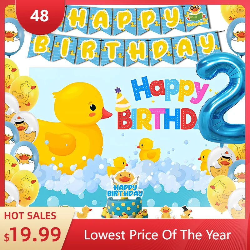 Cartoon gelbe Ente Geburtstags feier Ballon Banner Hintergrund Kuchen Topper Baby party Dekoration liefert Baby Geschenk Foto Requisiten