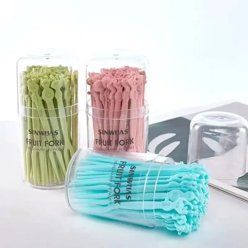 Mini Fruit Toothpicks Instant Noodles Kitchen Homes Accessories Flatware Fork Kids Lunch Animal Farm Decorations Food Cartoon
