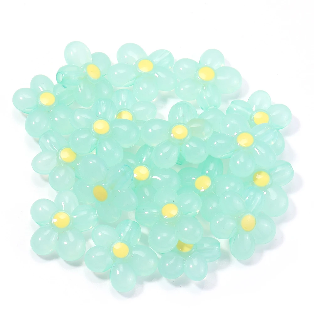 20 Stück 20,5 x 21 mm Blumen-Acrylperlen, bunte fünf Blütenblätter, lose Perlen für Schmuckherstellung, DIY-Armband, Ohrringe, Schlüsselanhänger – Detail 11