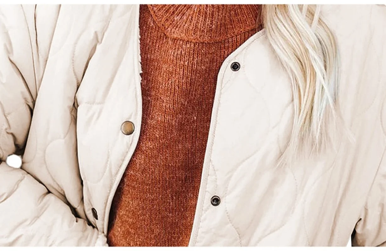 2023 Long-sleeved Quilted Padded Jacket Casual Solid Color Short Parka Coat Coat Jacket Women's Winter Women's Fashion Jacket