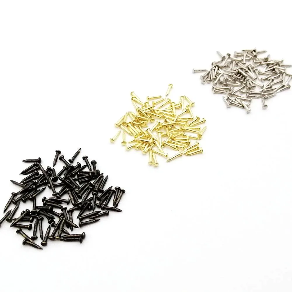 Golden Silver Antique Brass Bronze Dia=1.2 1.5mm L=6 8 10mm Iron Small Mini Round Head Nail Tack for Jewelry Box Hinge 200pcs round head nails