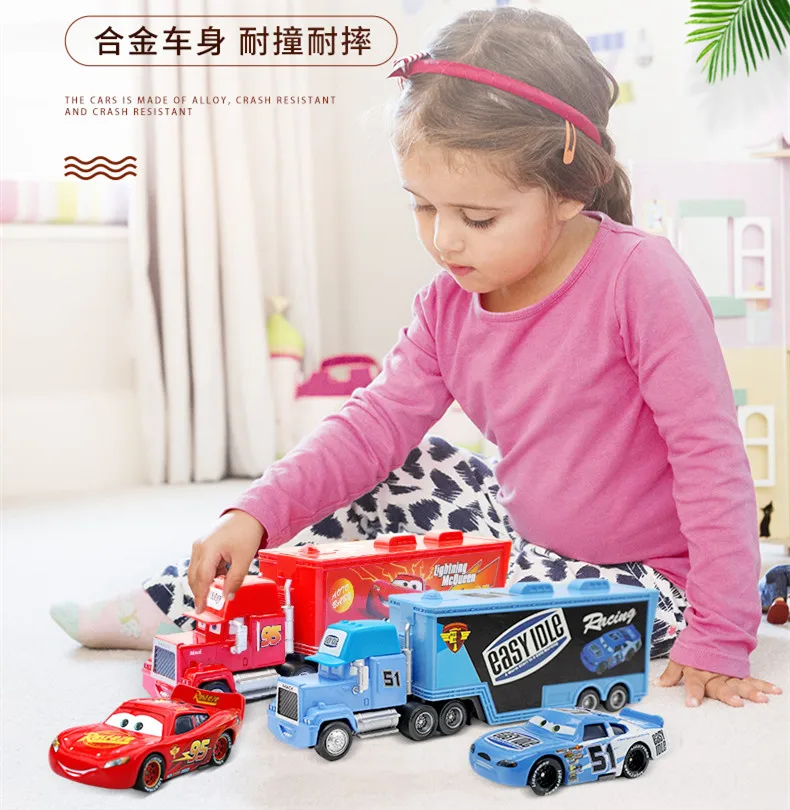 Disney Pixar Cars 2 3 Toys Lightning McQueen Jackson Storm Mack Uncle Container Truck Diecast Model Car Toy Childrenr Gift