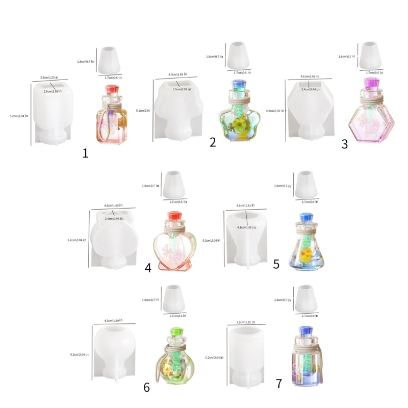 Small Bottle Pendant Silicone Mold Epoxy Resin Molds DIYs Heart Wishing