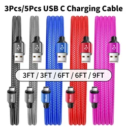 RIKSOIN USB Type - C Cable, 5 Pack Nylon Braided 3A Fast Charging Charger (5PACK)