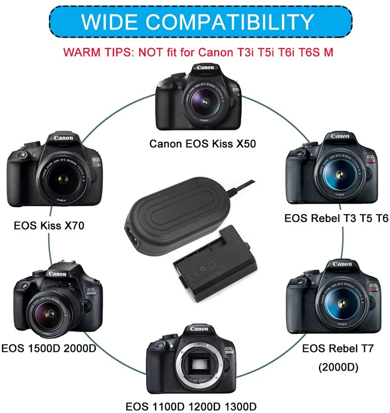 ACK-E10 Ac Power Adapter DR-E10 Dc Coupler Charger Kit Voor Canon Eos Rebel T3 T5 T6 Kus X50 X70 Eos 1100D 1200D Digitale Camera