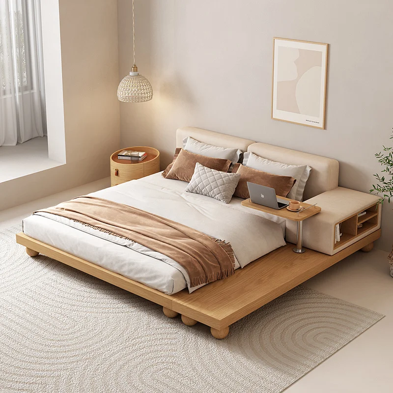

Bedroom Modern Minimalist Cream Style Multifunctional Wood Foot Double 1.8M