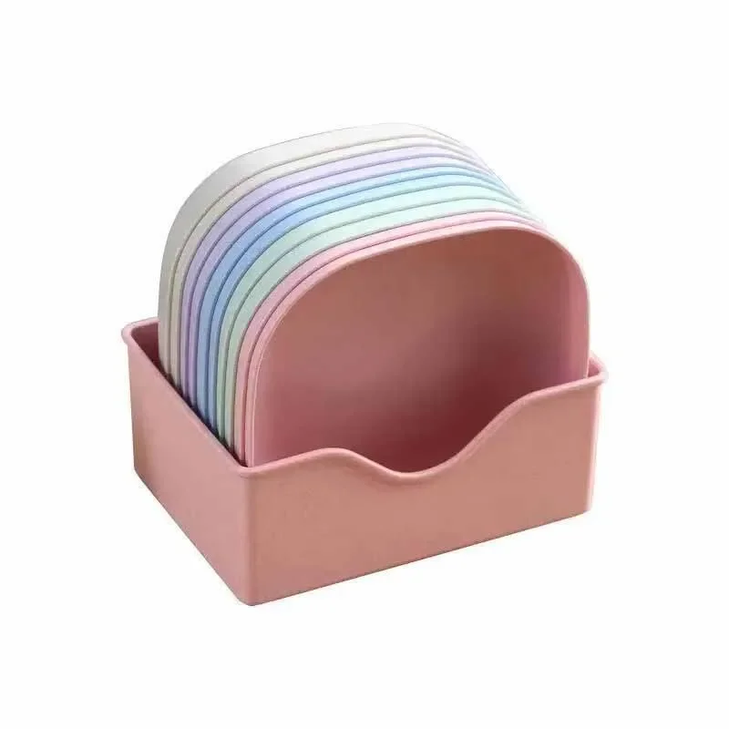 10Pcs Multi-function Color Random Spit Bone Dish Household Food Grade Plastic Spit Bone Dish Round Square Set Dining Table Garbag dining dish