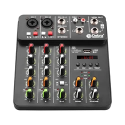 4-Channel Audio Mixer with Bluetooth and USB Connectivity, Enhanced Effects, and Phantom Power (V4 Black)