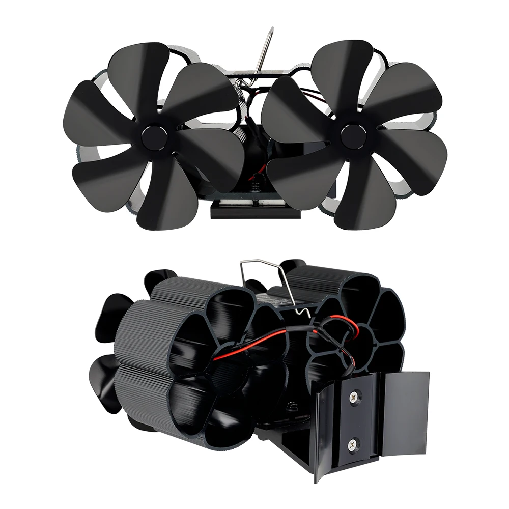 Fireplace Fan 12-Blade Heat Powered Stove Fan Double Wall Mounted Log Wood Burner Eco-fan Quiet Warm Household Heat Distribution