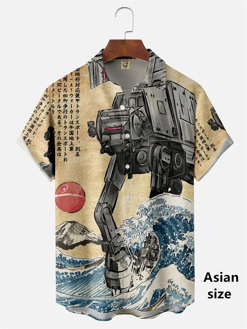 Japanese Style Ukiyoe Wave 3D Print Men Casual Hawaiian Shirts Summer Fashion Shirt For Man Street Button Short Sleeves Clothes 2
